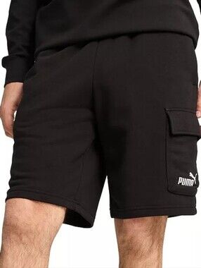NWT Puma Men's Logo Cargo Shorts Blaxk Sz XXL